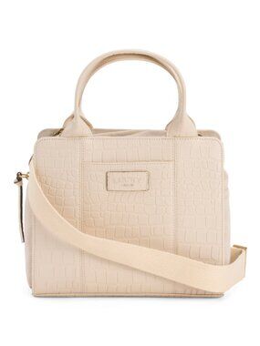 (New) Lucky Brand – Kloe Faux Croc Leather Satchel‎ Shoulder Bag (Vanilla)